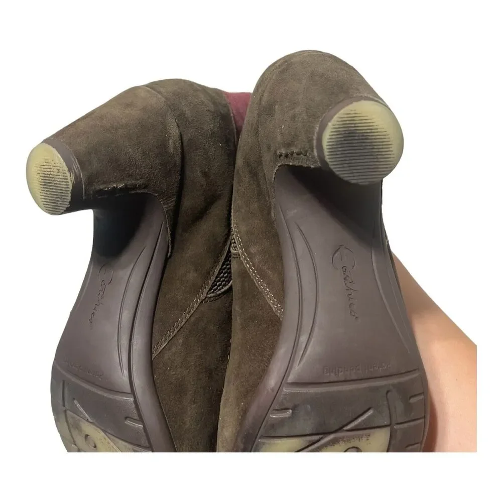 Earthies Genoa Ankle Boots Booties Brown/Purple Suede Leather Womens Size 9 B